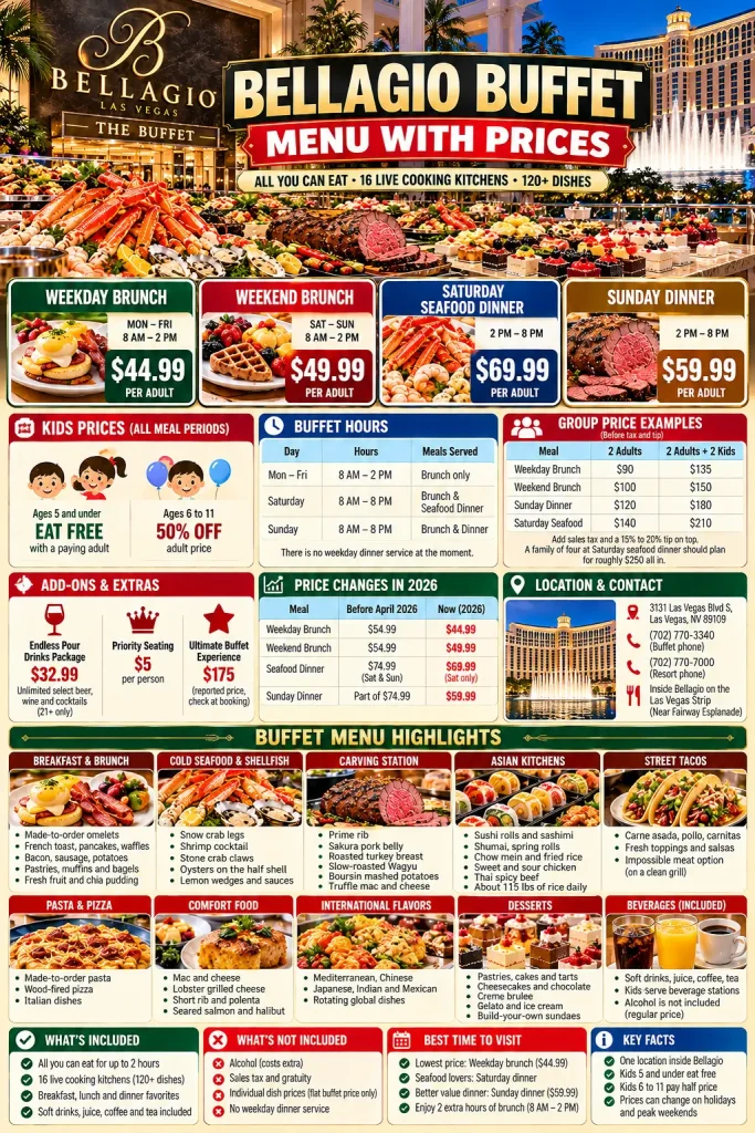 Bellagio Buffet Menu and Prices Guide