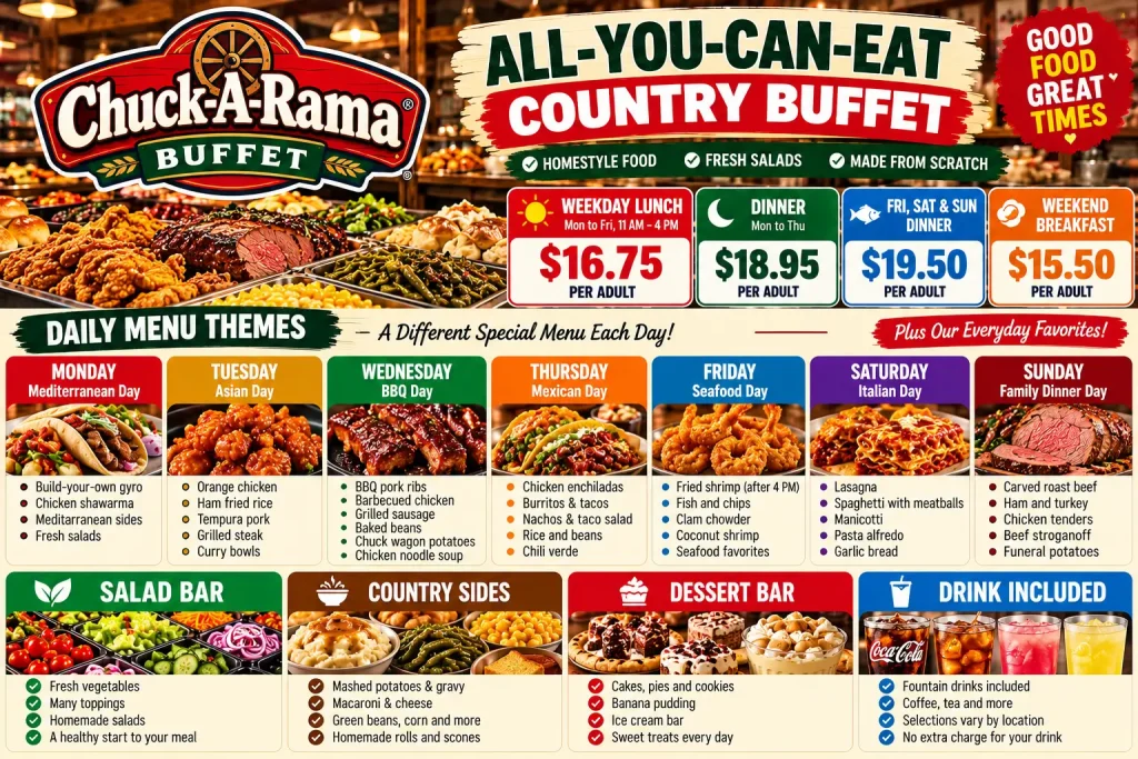 Chuck-A-Rama Country Buffet menu