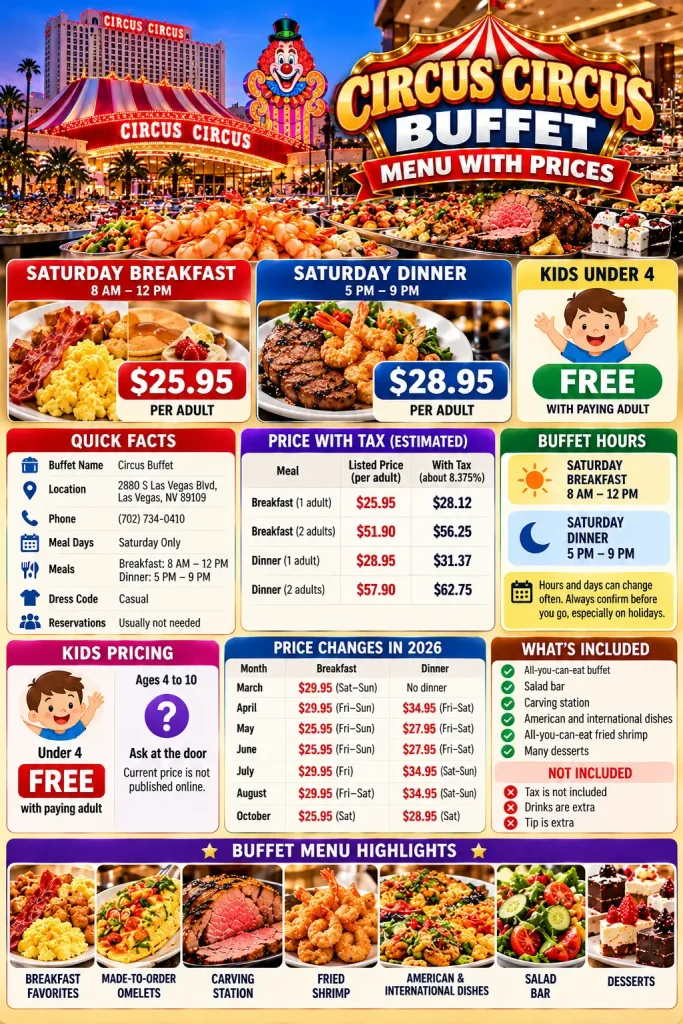 Circus Circus Buffet menu prices