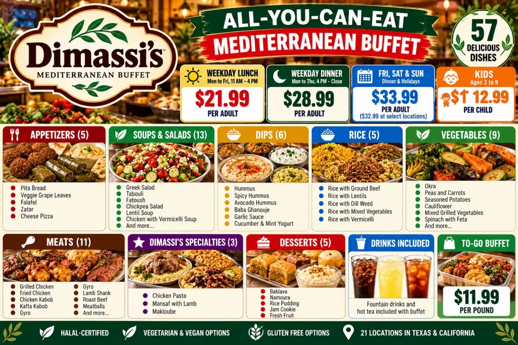Dimassi’s Mediterranean Buffet Menu Guide